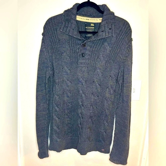 Men’s Heavyweight Chunky Cable Knit Sweater Blue XL - Picture 1 of 8